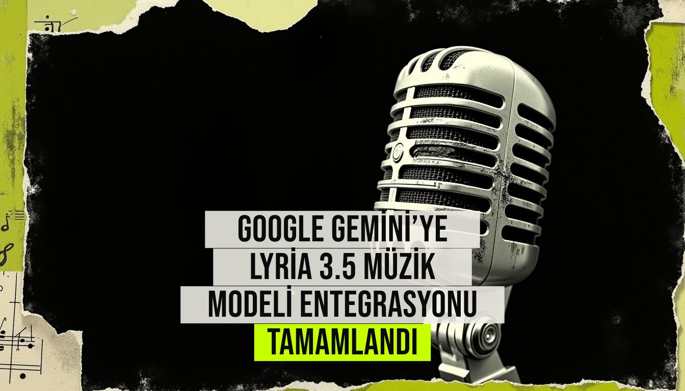 resim Google Gemini uygulamasının ekran görüntüsü, Lyria 3.5 müzik modeli entegrasyonunu gösteren bir arayüz ve notalar