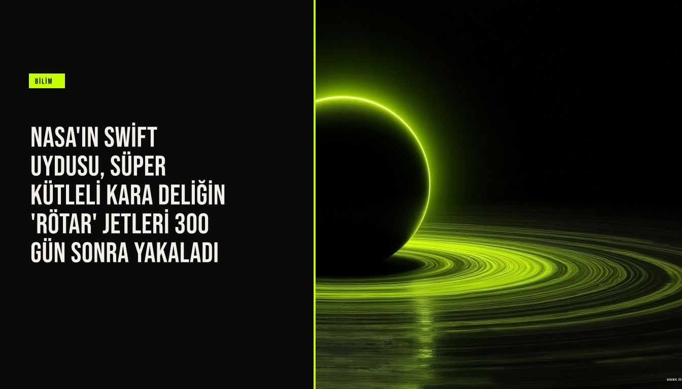 NASA Swift uydusu tarafından gözlemlenen NGC 1275 süper kütleli kara deliğinin akresyon disk patlamasının 300 gün sonra radyo jetleriyle rötar atışı simülasyonu.