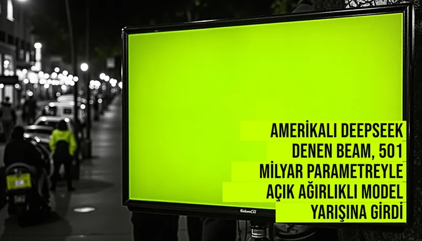 Reflection AI'nin 501 milyar parametreli Beam modelinin MoE mimarisiyle 23 milyar aktif parametre ve kodlama performansını gösteren yapay zeka temalı illüstrasyon