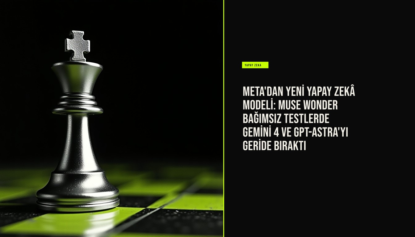 Meta'nın yeni ajan odaklı yapay zeka modeli Muse Wonder logosu ve performans grafikleri, Gemini 4 ile GPT-Astra'yı geride bıraktığını gösteriyor.