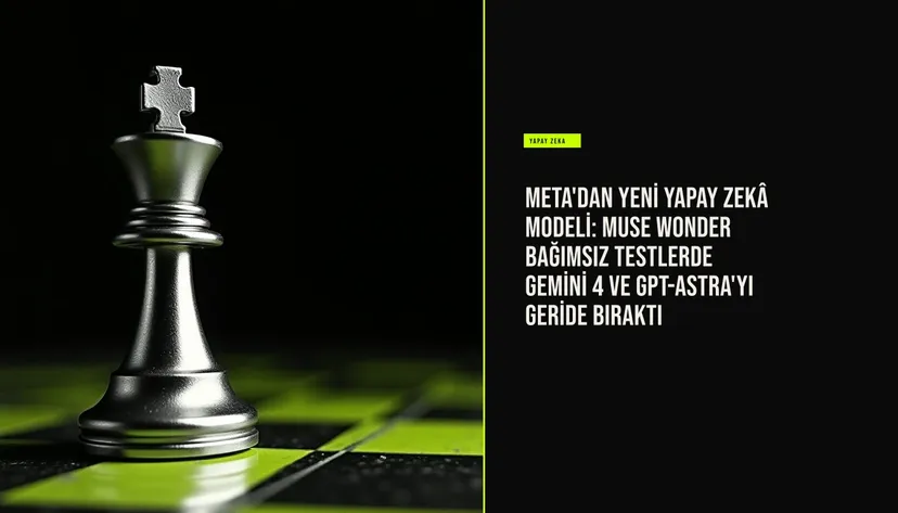 Meta'nın yeni ajan odaklı yapay zeka modeli Muse Wonder logosu ve performans grafikleri, Gemini 4 ile GPT-Astra'yı geride bıraktığını gösteriyor.