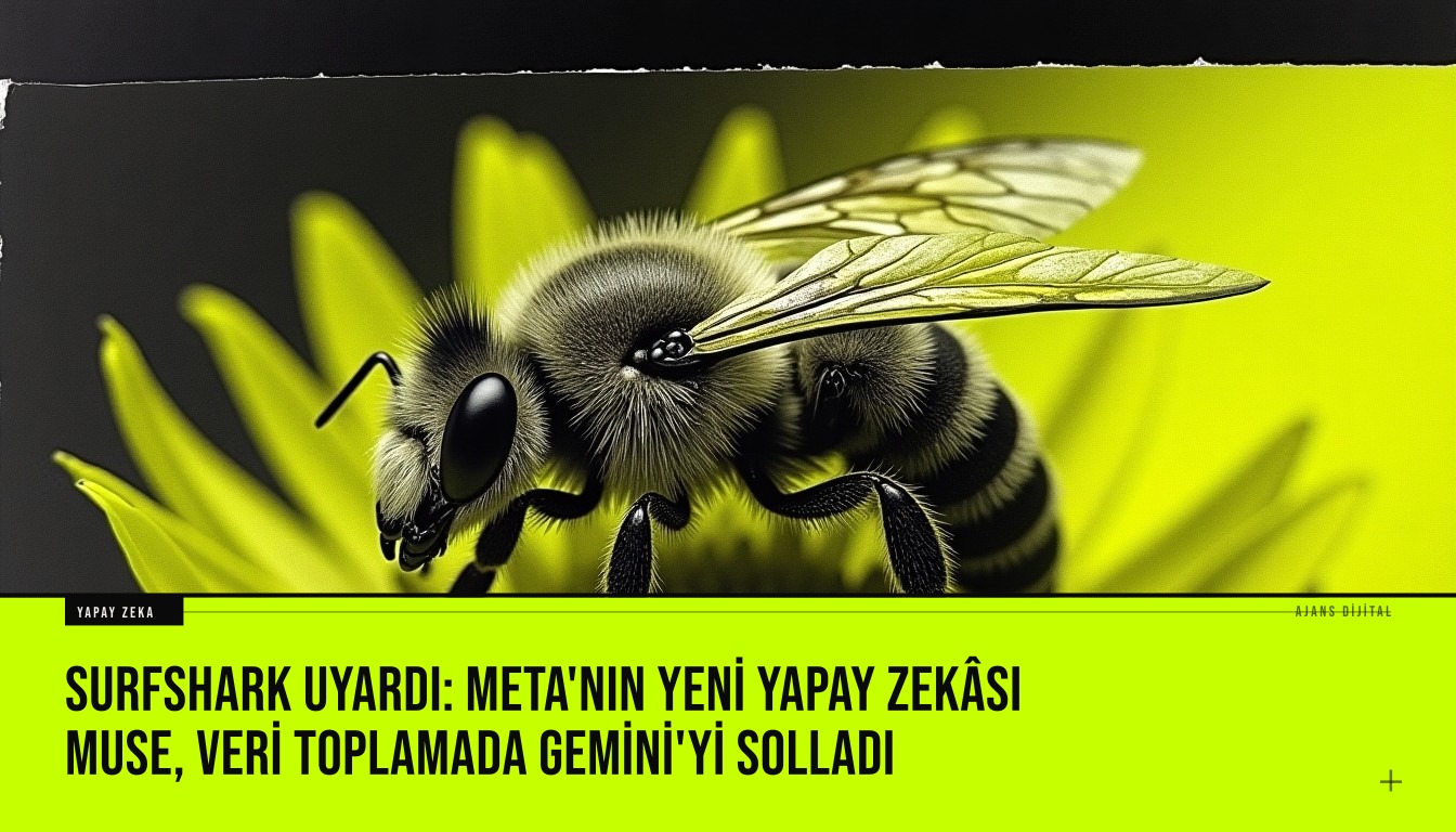 görsel, Meta'nın yeni yapay zekâ ajanı Muse'un 35 veri türünden 31'ini topladığını ve Gemini ile ChatGPT'yi geride bıraktığını gösteren bir karşılaştırma grafiği.