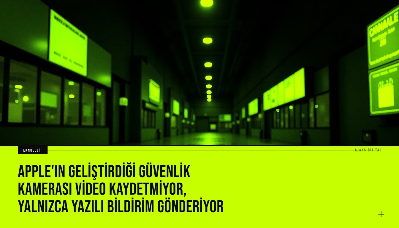Apple'ın J450 kod adlı video kaydetmeyen akıllı güvenlik kamerası tasarımı, yapay zeka analiziyle sadece yazılı bildirim gönderen konsept cihaz