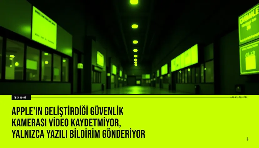 Apple'ın J450 kod adlı video kaydetmeyen akıllı güvenlik kamerası tasarımı, yapay zeka analiziyle sadece yazılı bildirim gönderen konsept cihaz