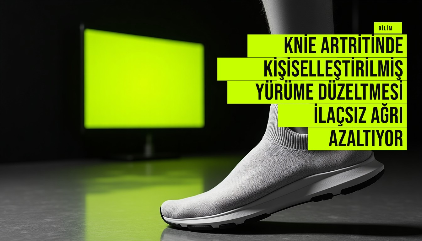 Kişiselleştirilmiş yürüme düzeltmesinin diz artroz ağrısını ilaçsız azalttığını ve kıkırdak bozulmasını yavaşlattığını kanıtlayan çalışma görseli