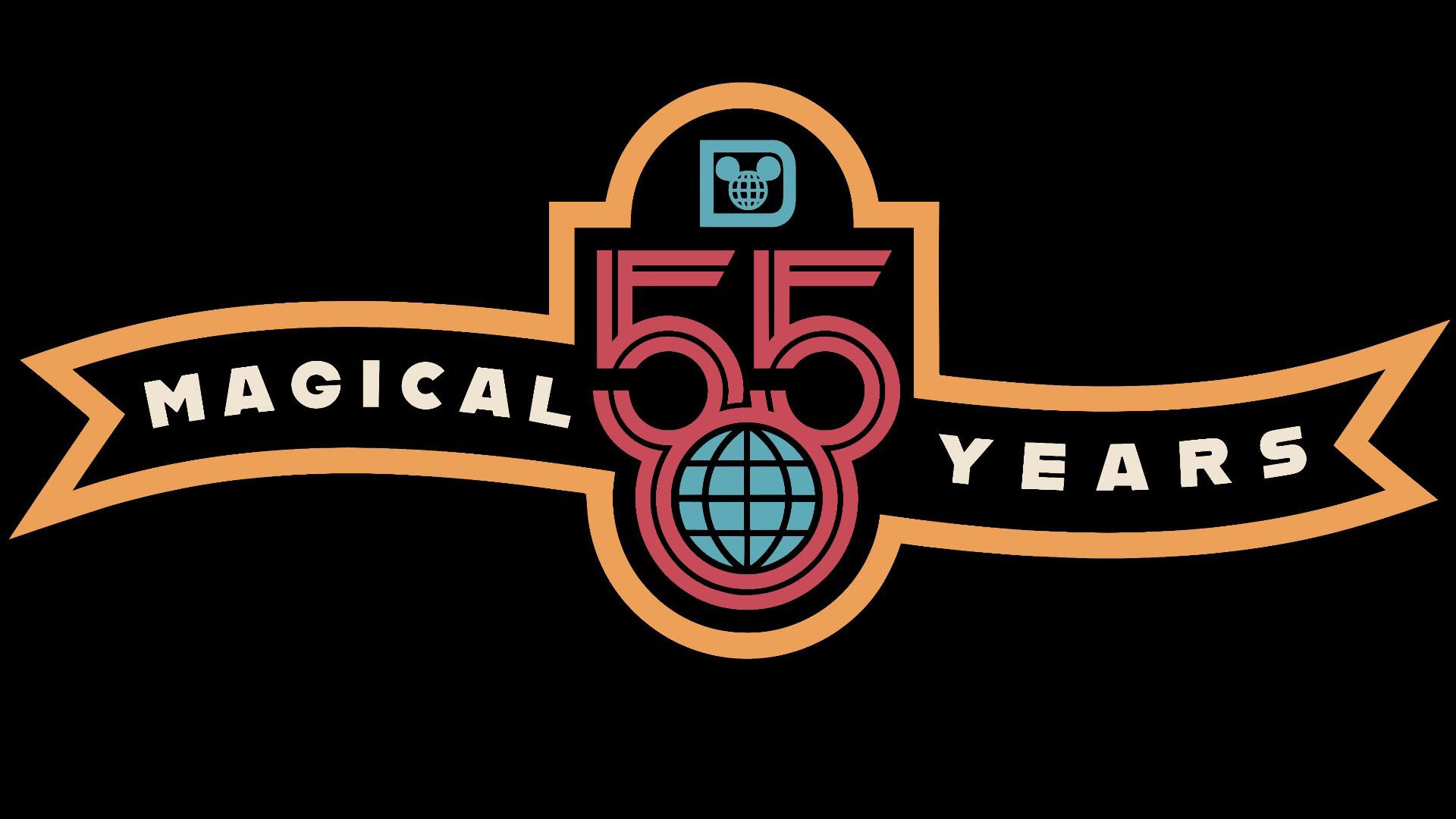 Disney World 55. Yıl logosu: Mickey kulaklarıyla retro bir dokunuş