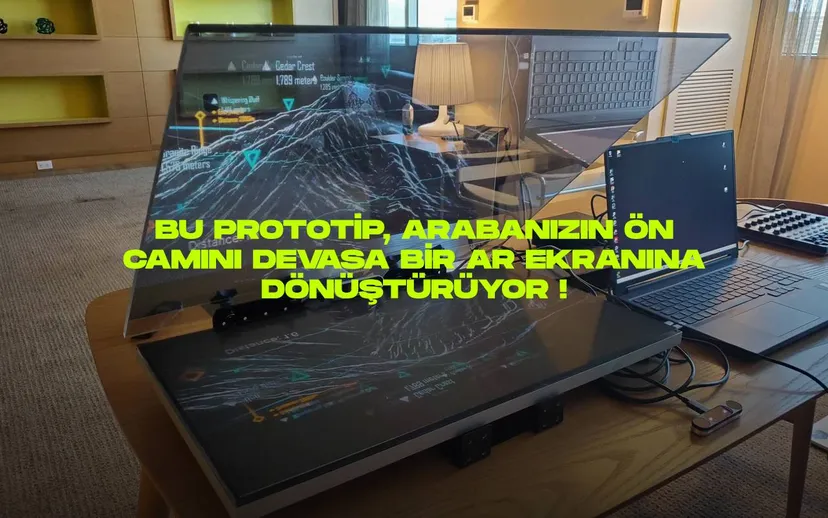 Bu prototip arabanizin on camini bir ar ekranina donusturuyor